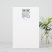 Letter I Monogram-Lilie Briefpapier (Stehend Vorderseite)