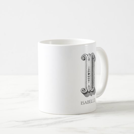 Letter I Monogram Modern Name Kaffeetasse (VorderseiteRechts)