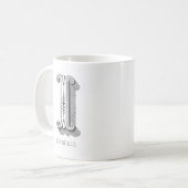 Letter I Monogram Modern Name Kaffeetasse (Vorderseite Links)