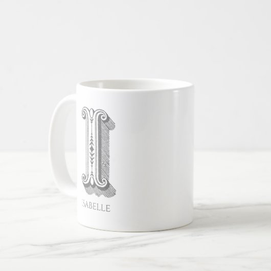 Letter I Monogram Modern Name Kaffeetasse (Vorderseite Links)
