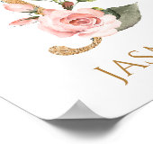 Letter I Monogram Rosa Kinderzimmer Poster (Ecke)