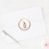 Letter I Monogram Roses Floral & Elegant Gold Runder Aufkleber (Umschlag)