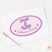 Letter I Monogramm benutzerdefinierte Mädchen Name Ovaler Aufkleber (Umschlag)