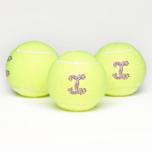 Letter-I-Monogramm-Girls personalisierte Doodart Tennisbälle (Multi)