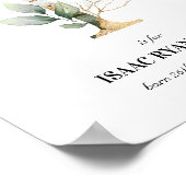 Letter I New Baby Monogram Birth Print Greenery Poster (Ecke)