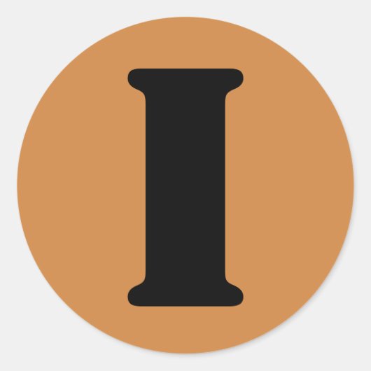 Letter I Stencil Alphabet von Janz Peru Gold Runder Aufkleber (Vorderseite)