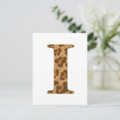 Letter I Vorname Monogram Erstmalige Leopard-Print Postkarte (Stehend Vorderseite)