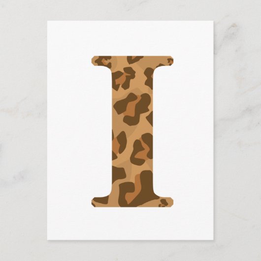 Letter I Vorname Monogram Erstmalige Leopard-Print Postkarte (Vorderseite)