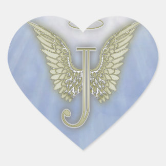 Letter J Angel Monogram Herz-Aufkleber