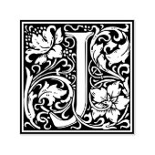 Letter J art nouveau schwarz-weiß Tile Permastempel (Design)