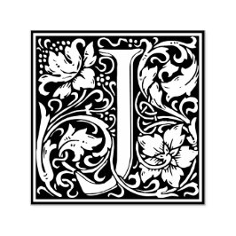 Letter J art nouveau schwarz-weiß Tile Permastempel