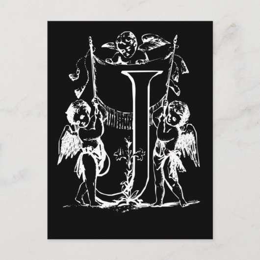 Letter J Black and White Monogram Cards Postkarte (Vorderseite)