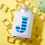 LETTER J, BLUE Minimal Black Funny Dosenkühler<br><div class="desc">MODERN CUTE LETTER J,  BLUE Can Cooler
You can customize it with your photo,  logo or with your text.  You can place them as you like on the customization page. Funny,  unique,  pretty,  or personal,  it's your choice.</div>