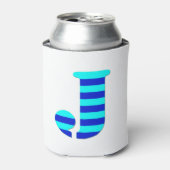 LETTER J, BLUE Minimal Black Funny Dosenkühler (Kanne Vorderseite)