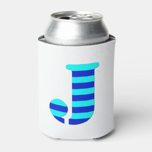 LETTER J, BLUE Minimal Black Funny Dosenkühler (Kanne Vorderseite)