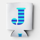 LETTER J, BLUE Minimal Black Funny Dosenkühler (Vorderseite)