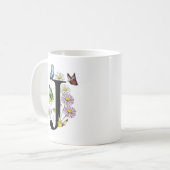Letter J Botanic Watercolor Butterfly Monogram Kaffeetasse (Vorderseite Links)