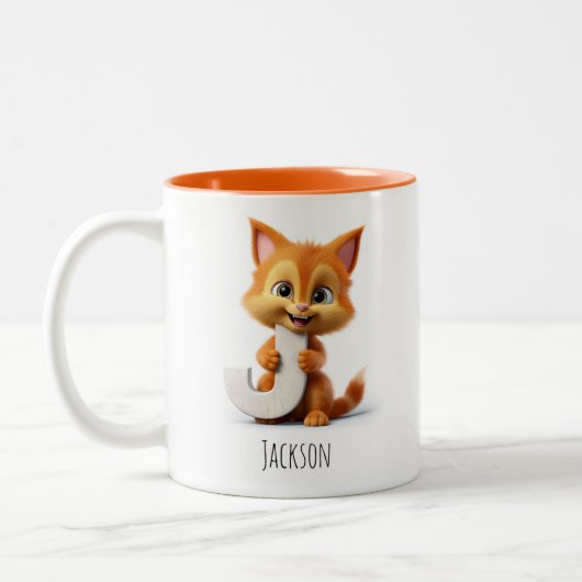 Letter J Cat Alphabet Monogram Coffee Tasse (Links)
