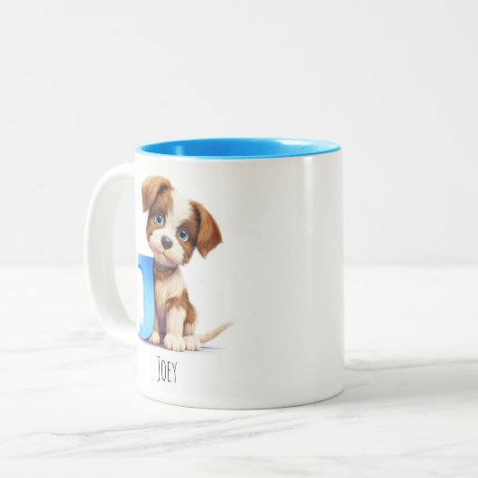 Letter J Dog Alphabet Monogram Coffee Tasse (Vorderseite Links)
