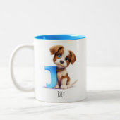 Letter J Dog Alphabet Monogram Coffee Tasse (Links)