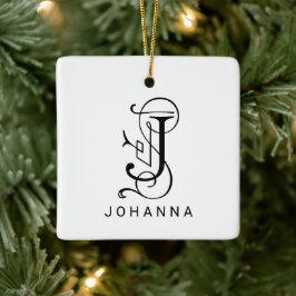 Letter J Elegant Monogram Christmas Ornament