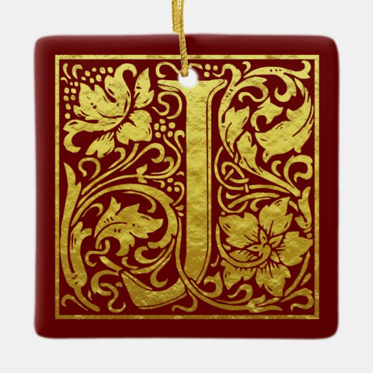Letter J First Letter Imitats Gold Keramikornament (Vorderseite)