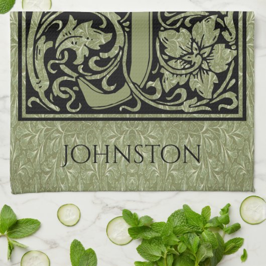 Letter J First Letter Monogram Personalisiert Geschirrtuch (Gefaltet)