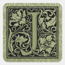 Letter J First Letter Monogram Quadratischer Aufkleber