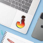 Letter J - Flammenaufkleber Aufkleber (Laptop mit iPhone)