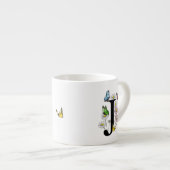 Letter J Floral Butterfly Monogram Initial Espressotasse (Vorderseite Rechts)