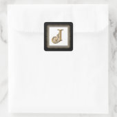 Letter J - Gold & Lace Classic Siegel Quadratischer Aufkleber (Tasche)