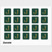 Letter J Gold Square Sticker (Blatt)
