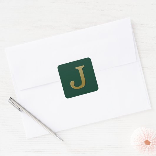 Letter J Gold Square Sticker (Umschlag)