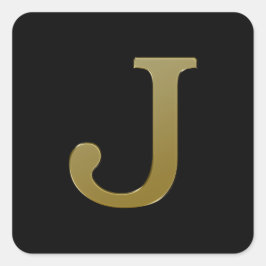 Letter J Gold Square Sticker