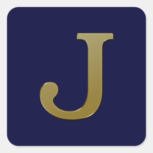 Letter J Gold Square Sticker (Vorderseite)