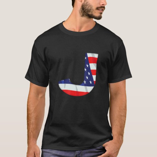 Letter J Hauptstadt Alphabet USA Flag Monogo T-Shirt (Vorderseite)