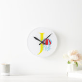 Letter J Initial Clock Runde Wanduhr (Zuhause)