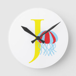Letter J Initial Clock Runde Wanduhr