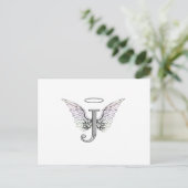 Letter J Initial Monogram mit Angel Wings & Halo Postkarte (Stehend Vorderseite)