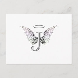 Letter J Initial Monogram mit Angel Wings & Halo Postkarte