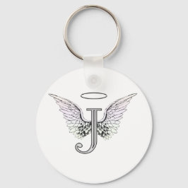 Letter J Initial Monogram mit Angel Wings & Halo Schlüsselanhänger
