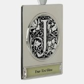 Letter J Medieval Monogram Art Nouveau Banner-Ornament Silber (Rechts)