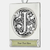 Letter J Medieval Monogram Art Nouveau Banner-Ornament Silber (Links)