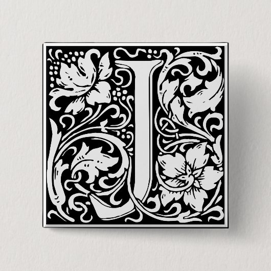 Letter J Medieval Monogram Art Nouveau Button (Vorderseite)