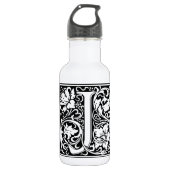 Letter J Medieval Monogram Art Nouveau Edelstahlflasche (Vorderseite)