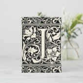 Letter J Medieval Monogram Art Nouveau Einladung (Stehend Vorderseite)