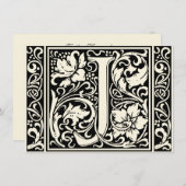 Letter J Medieval Monogram Art Nouveau Einladung (Vorne/Hinten)