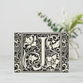 Letter J Medieval Monogram Art Nouveau Einladung (Stehend Vorderseite)