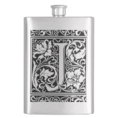 Letter J Medieval Monogram Art Nouveau Flachmann (Vorderseite)