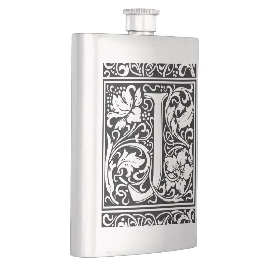 Letter J Medieval Monogram Art Nouveau Flachmann (Rechts)
